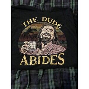 The Dude Abides T Shirt Black XXL Rare Vintage The Big Labowsky Jeff bridges